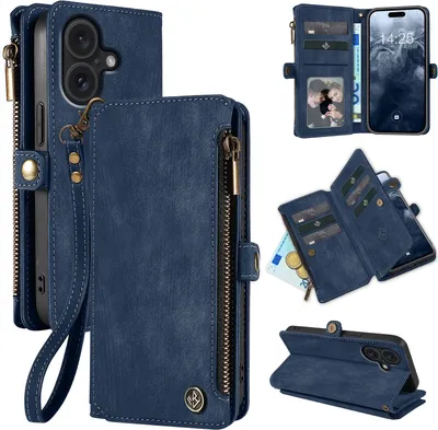 Produktbild von Handy Hülle für Apple iPhone 17 Geldbeutel Geldbörse RFID Schutz Klapphülle Cover Schutzhülle Wallet Farbe: Blau