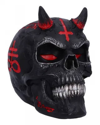 Produktbild von Schwarz-Roter Teufels Totenschädel 20 cm