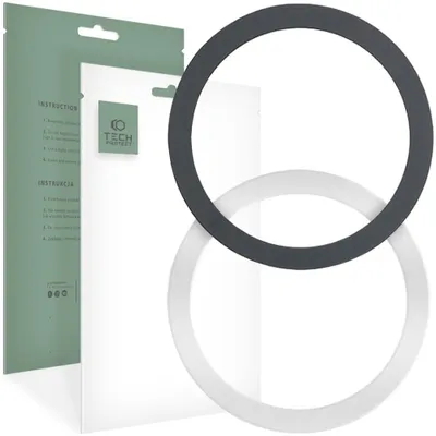 Produktbild von Tech-Protect Magmat Magsafe Universal-Magnetring 2Er-Pack Schwarz & Silber