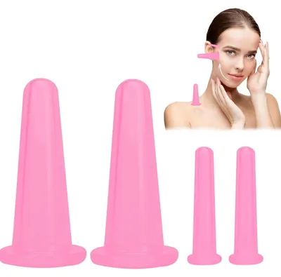 Produktbild von Cellulite-Saugnäpfe aus Silikon, 4 Stück, 2 Größen, für Gesichtsmassage