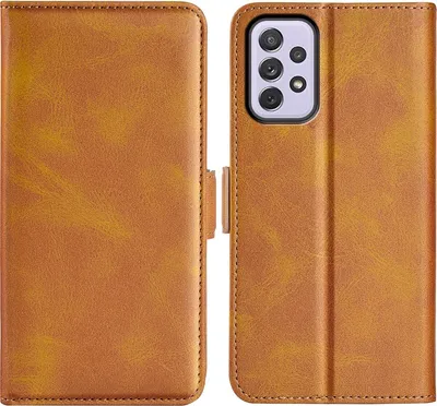 Produktbild von Mobigear Slim Magnet  Samsung Galaxy A73 Hülle Klapphülle Geldbörse - Cognac