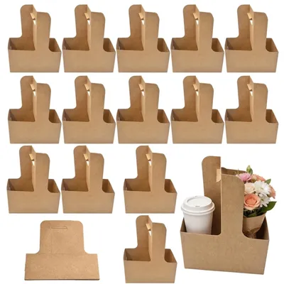 Klappbarer Becherhalter aus Kraftpapier, 15 St.