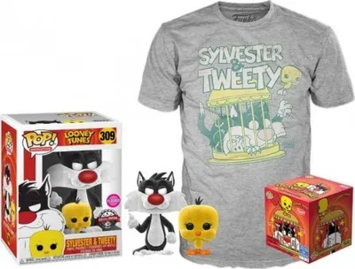 Zdjęcie produktu dla POP & Tee: Looney Tunes Sylvester i Tweety, rozmiar XL (ekskluzywny zestaw z koszulką)