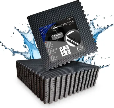 Immagine prodotto di HikeMeister® set di 24 pezzi tappetino protettivo tappetino puzzle tappetino di protezione per il pavimento tappetino per il fitness - 40x40 cm - tappetino per lo sport tappetino per il fitness nero