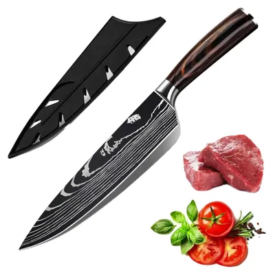 Produktbild von Küchenmesser, Edelstahl, ergonomischer Griff, Rot, 8 Zoll