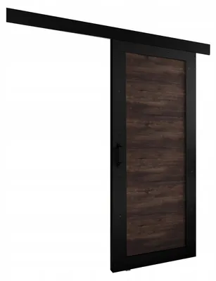 Produktbild von KierMoebel Schiebetür Komplettset ADIO 2, Wohnzimmer Schiebetür Schwarz & Dunkle Esche 76x205x3,2 cm