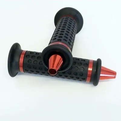 Produktbild von Griffset Griffe Ø 22 mm mit Lenkerende CNC gefräst Rot Moped Roller Mofa Mokick