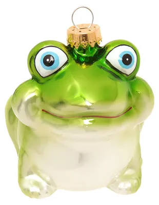 Produktbild von Krebs Glas Lauscha Weihnachtsbaumschmuck - Frosch - 9 cm - aus Glas - handbemalt und mundgeblasen