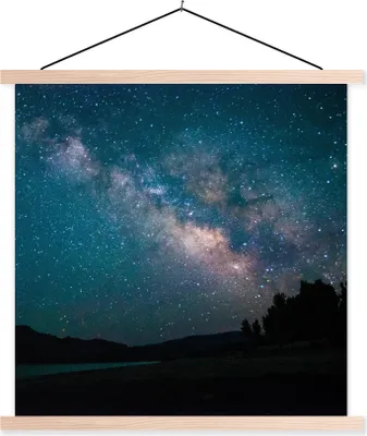 Produktbild von MuchoWow® Textilposter Sterne - Planeten - Galaxie - Jungen - Mädchen - Kinder 120x120 cm mit holzfarbenen Rahmen - Textil-Poster