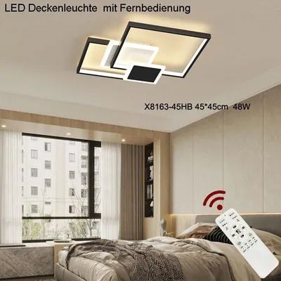 Produktbild von Eurotondisplay LED Deckenleuchte X8163-45cm 48w mit Fernbedienung Lichtfarbe/Helligkeit einstellbar dimmbar schwarz lackierte Metallrahmen Schlafzimmer Wohnzimmer Deckenlampe