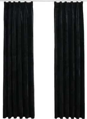 Produktbild von vidaXL Verdunkelungsvorhänge mit Haken 2 Stk. Samt Schwarz 140x245 cm