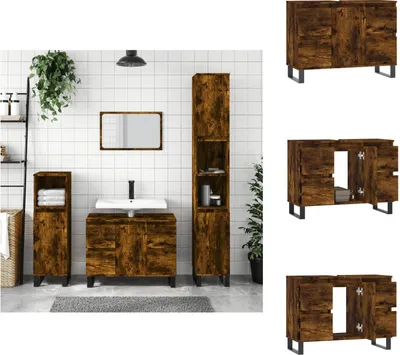 Produktbild von vidaXL Badschrank Räuchereiche 80x33x60 cm Holzwerkstoff -  Badezimmerwaschtische