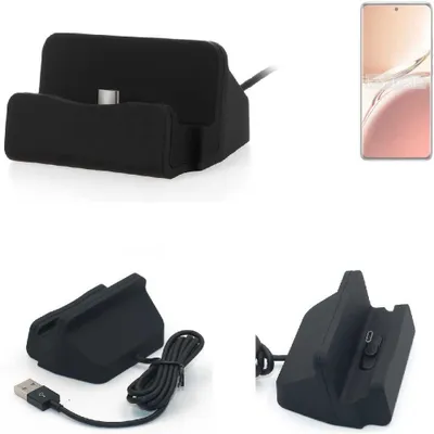 Produktbild von K-S-Trade Docking-Station kompatibel mit Oppo A3 Pro Ladestation Dock Ladegerät Docking Station Tischständer Ständer inkl. USB Typ C Kabel schwarz
