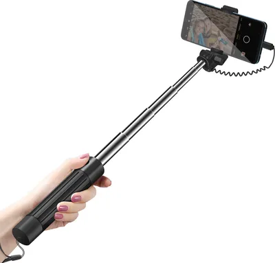 Immagine prodotto di LinQ, selfie stick USB-C con specchio e pulsante di rilascio, nero