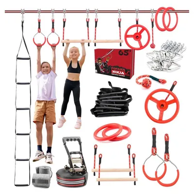 Productafbeelding van Icare Buitenspeelgoed, 32-delige slackline-hindernisbaan - Ninja-lijn