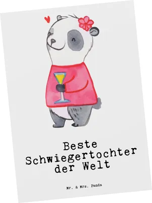 Produktbild von Mr. & Mrs. Panda Postkarte Panda Beste Schwiegertochter der Welt - Weiß - Geschenk, Frau, Hochzeit, bildkarte, Ansichtskarte, Angeheiratet, Geschenkidee, Dankeschön