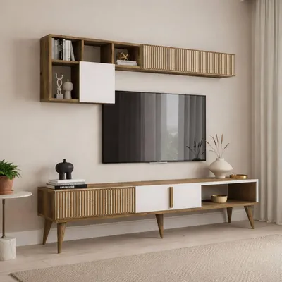 Productafbeelding van Ostro - Wandmeubel, Walnootbruin, 10 Planken