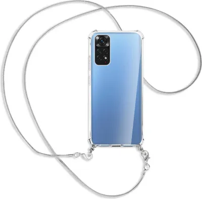 Produktbild von Handykette Backcover-Schutzhülle mit Band (Metall silberfarben) für Xiaomi Redmi Note 11S 4G - silberfarbene Kette Snake