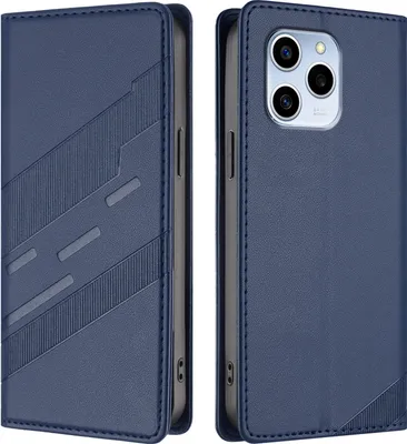 Produktbild von Hülle für Honor 60 SE, Kunstleder Brieftaschen Handyhülle mit Kartenfach und Standfunktion Blau