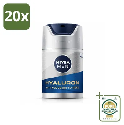 Productafbeelding van 20 x NIVEA MEN Anti-Aging gezichtscrème met SPF 15 - 50 ml - Voorraadverpakking - 20 stuks