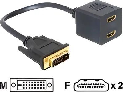 Immagine prodotto di Adattatore DVI DELOCK DVI(24+1) -> 2x HDMI St/Bu