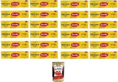 Produktbild von Barilla Protein+ Spaghetti 400gr, Pasta reich an pflanzlichem Protein, 24x 400 g + Italian Gourmet polpa 400gr