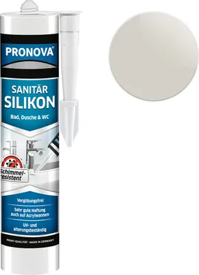 Produktbild von Sanitär Silikon,  Dauerhaft elastischer Silikon-Dichtstoff mit Schutz gegen Schimmelbefall, Im Innen-und Außenbereich, 300ml Kartusche (Manhattan)