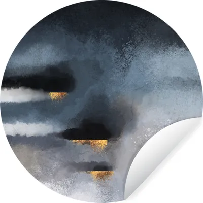 Produktbild von MuchoWow® Runde Wandtattoo - Wandsticker Tapete Aufkleber Wolken - Gold - Abstrakt Ø 100 cm Selbstklebend und Repositionierbar - Wandaufkleber - Kreis - Tapetenkreis - Wandbild rund - Schlafzimmerdekoration - Wanddeko - runde Tapete - Kunst für zu Hause