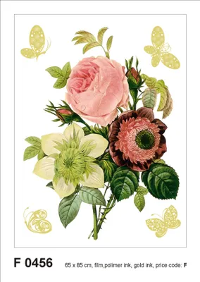 Immagine prodotto di Sanders & Sanders adesivo da parete mazzo di fiori verde e rosa 85 x 65 cm