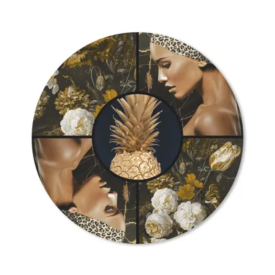 Produktbild von MuchoWow® Mauspad Mousepad Gold - Schwarz - Frauen - Blumen 40x40 cm - Mousepads - Maus Mat - Pad - Mausunterlage - Schreibtisch Accessoires