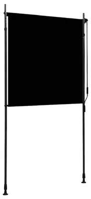 Image de Store de protection solaire pour l'extérieur - Store pour balcon - 120x270 cm - Résistant aux UV et à la chaleur - Manivelle avec tige réglable - Tissu en plastique résistant aux intempéries - Noir