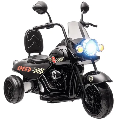 Produktbild von Kinder Elektro-Motorrad - 3-rädriges Rutschfahrzeug 6V - 3–5 km/h - Mit Musik - Schwarz