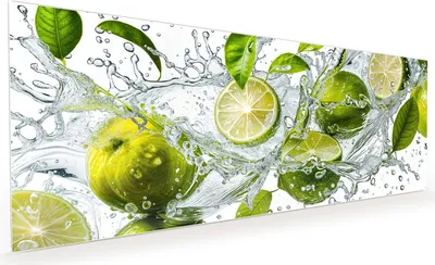 Produktbild von Küchenrückwand Spritzschutz Glas mit Motiv Zitrusfrucht Spritzer 40 x 40 cm