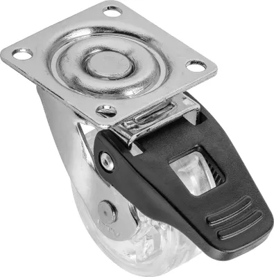 Produktbild von GTV - Möbelrolle B SHIFT mit Feststeller - Lenkrollen für Möbel - Stahl/PC/PU - Durchmesser 50 mm - Schwenkräder 360 Grad - Gesamtlast pro Rolle: 30 kg - durchsichtig - Rollen mit Bremse
