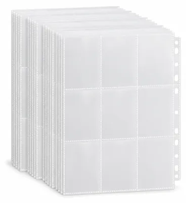 Sammelkarten-Hüllen transparent, 9 Fächer, A4, 50 Stück