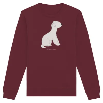 Produktbild von Mr. & Mrs. Panda Baumwoll Pullover Bedlington Terrier Moment Größe M - Burgundy - Geschenk, Sweatshirt, Sweater, Organic, Pulli