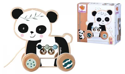 Immagine prodotto di Giocattolo da traino Panda in legno Eichhorn con campanelli