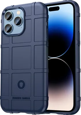 Produktbild von Mobigear Rugged Shield iPhone 14 Pro Max Hülle Flexibles TPU Backcover Stoßfest - Blau
