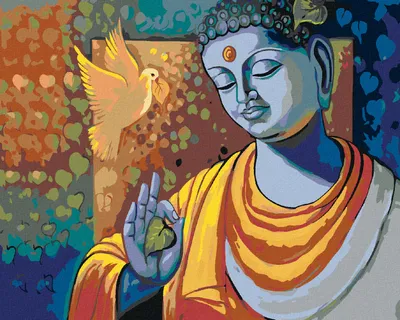 Zdjęcie produktu dla Zuty - Painting by Numbers - BUDDHA AND HOLUBICA, 40x50 cm, bez ramy i bez wyłączonego płótna