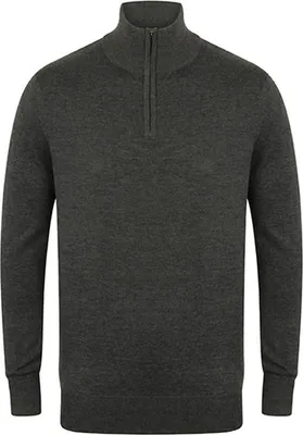 Immagine prodotto di Henbury H729 | Maglia con zip a quarti da uomo / Maglia fine, zip a quarti - Colore: Grey Marl - Taglia: XL