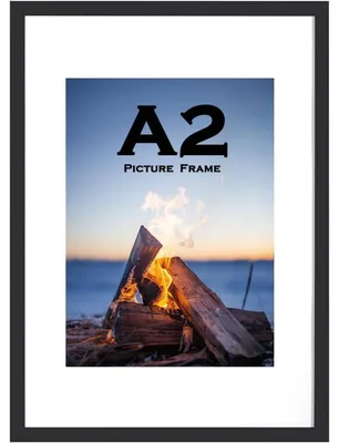Produktbild von Bilderrahmen Holz A2 (42 x 59,4 cm) Schwarz mit Passepartout für A3 Wandmontage