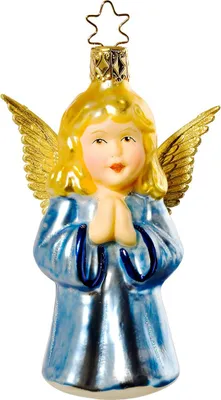 Produktbild von Christbaumschmuck Engel 10,5cm Glas Figur Blau / Gold