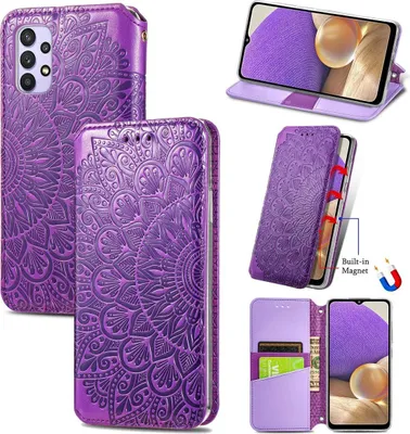 Produktbild von König Design Hülle kompatibel mit Samsung Galaxy A32 5G Kunstleder Handyhülle - Handy Case Violett