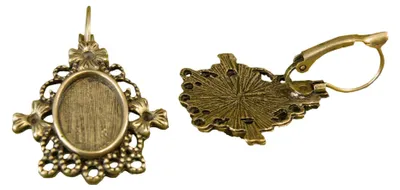 Produktbild von 5 Paar Ohrhaken mit Cabochonfassung (14 x 10 mm) Blumenmotiv