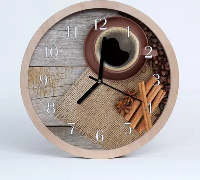 Produktbild von Holzuhr 30fi cm wanduhr - Kaffeebohnen