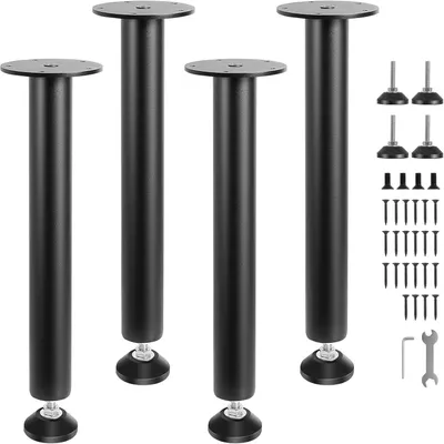 Produktbild von Tischbeine 4er Set Säulenform aus Kohlenstoffstahl, 76 cm (30 Zoll) Möbelfüße, Schreibtischbeine höhenverstellbar, Tragkraft 544 kg (1200 lbs), Schwarz Matt