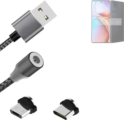 Produktbild von K-S-Trade Hochwertiges Magnet-Lade-kabel Sync-Kabel Daten-Kabel kompatibel mit Motorola Edge+ 2023 mit USB-Typ-C-Anschluss und Micro-USB-Anschluss 2A