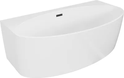 Produktbild von Mexen Bruna freistehende wandnahe Badewanne 150 x 82 cm, weiß glänzend, schwarzer Überlauf - 52731508200-70