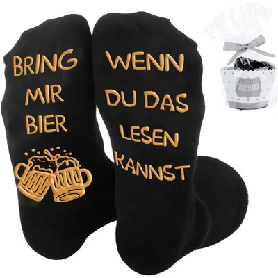 Produktbild von Lustige Socken mit Spruch "Wenn Du Das Lesen Kannst, Bring Mir Bier" | Größe 36-45 | Baumwolle-Mix | Geschenk für Männer & Frauen