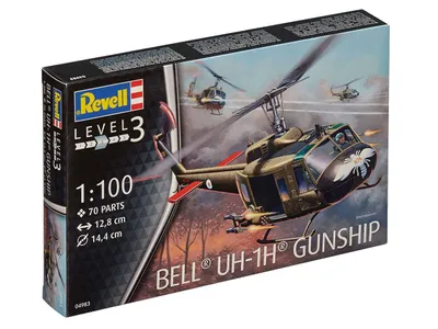 Obrázek produktu pro Revell Bell UH-1H Gunship, Model vírníku, Montážní sada, 1:100, Bell UH-1H Gunship, Plast, Pokročilé